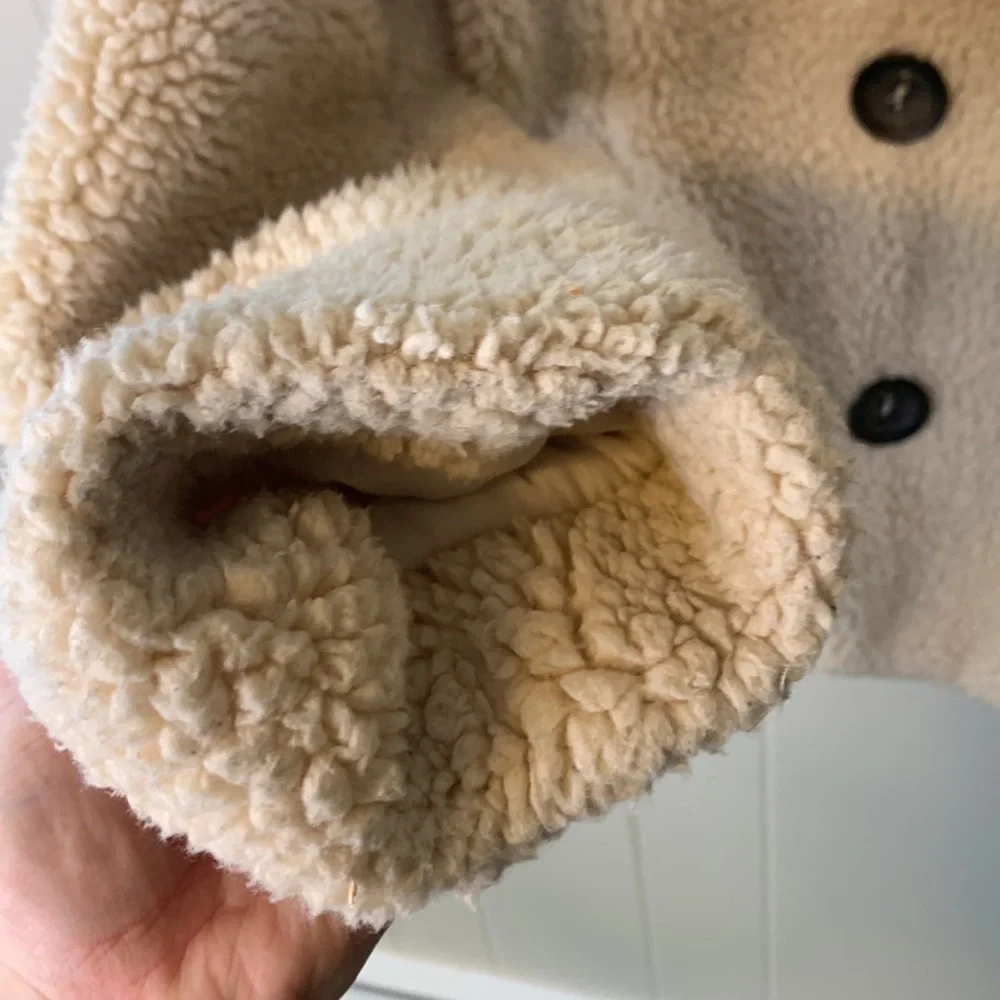 Free People Notched Teddy Peacoat Ivory Size Extra Small